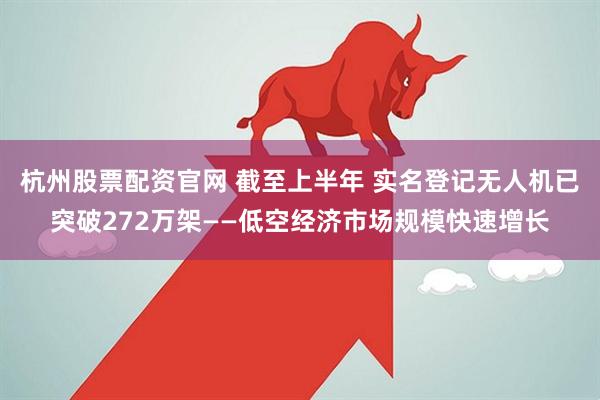 杭州股票配资官网 截至上半年 实名登记无人机已突破272万架——低空经济市场规模快速增长